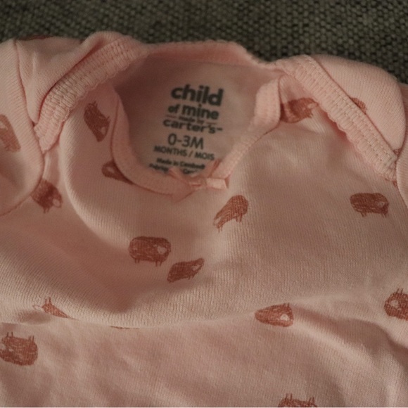 0-3M Baby Girl Pink Onesie Sheep Print - Picture 3 of 3